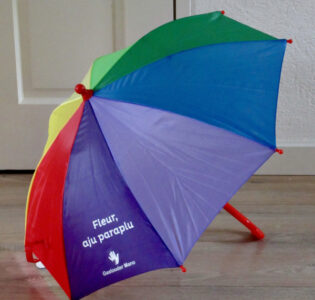 De foto van het product Bedrukken kinderparaplu in regenboogkleuren