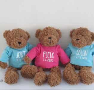 De foto van het product Beer + shirtje met naam en geboortedatum