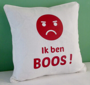 De foto van het product Kussenhoes 'Ik ben BOOS!'